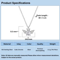 Collier Couronne Ailes d'Ange en Argent Sterling 925 avec Zircon, Pendentif Délicat