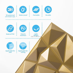 3D <span class=keywords><strong>Panel</strong></span> tường jtl PVC trang trí KTV nền vàng màu 11.8*11.8*0.5inch - Product Image 2