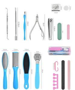 Juego de herramientas de pedicura 20 en 1, kit para el cuidado de los pies, raspador de pies de acero inoxidable, removedor de piel muerta, kit de pedicura - Product Image 2