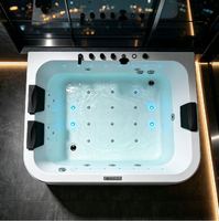 Bañera de Hidromasaje Blanca con Bluetooth y Luces de Colores, Masaje Multijet para Proyectos de Resorts y Hogares