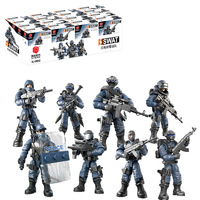 Bloques de Construcción Militares de Plástico con Minifiguras de Partículas Pequeñas, 40 Piezas, Escena de Ensamblaje, Modelo de Soldado Articulado, Adornos para Niños
