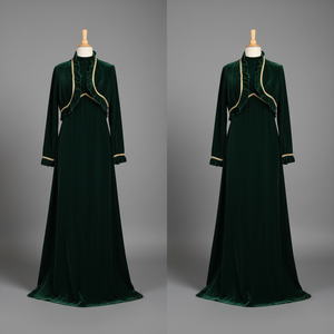 Wholesale Custom Abaya Set Luxury Satin Velvet <b>Sequined</b> 3D Print Dress with <b>Jacket</b> Winter Islamic Clothing Stylish India - Product Image 6