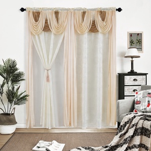 Cenefa decorativa <span class=keywords><strong>de</strong></span> doble capa para el hogar, cortina <span class=keywords><strong>de</strong></span> <span class=keywords><strong>tela</strong></span> lisa <span class=keywords><strong>de</strong></span> lujo europeo - Product Image 2