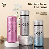 Thermos de poche en titane avec logo personnalisé, mini gourde isotherme ultralégère, bouteille d'eau portable en titane pur pour les voyages et l'EDC