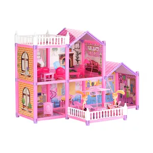 假装游戏玩具益智DIY塑料粉色游戏屋迷你家具别墅玩具公主城堡套装女孩玩具