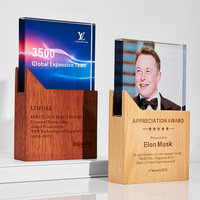 Trofeo de Cristal con Logotipo Grabado Personalizado, Base de Madera Premium, Premio de Honor para Ceremonias, Suministro de Fábrica