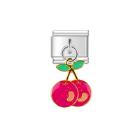 Nouveau Bracelet à Breloques Italien en Acier Inoxydable avec Pendentif Cerise Fraise, Vente Chaude, Idéal Cadeau Bijou