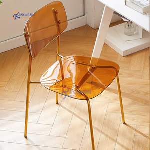Sillas de comedor de <span class=keywords><strong>PC</strong></span> de Color transparente nórdico, silla de comedor de plástico acrílico apilable con patas cromadas para café, evento de boda - Product Image 2