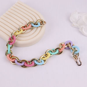 قلادة جديدة ذات أشكال هندسية بألوان مبهجة قلادات على شكل حبل قلادة أكريليك للنساء تصميم بوهيمي متعدد الألوان - Product Image 3