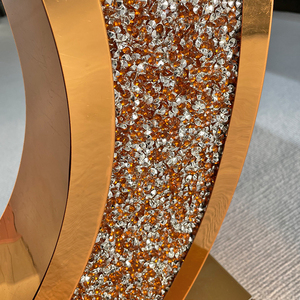 Table console miroir avec incrustation de diamants concassés, longue table d'entrée, base en forme de O, table d'appoint moderne étroite (marron) - Product Image 4