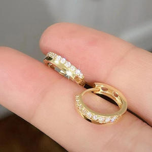 Boucles d'oreilles en or E2947 pour femmes, classiques, rondes, taille brillant, couleur G, diamants naturels, à porter au quotidien, plaquées or - Product Image 6