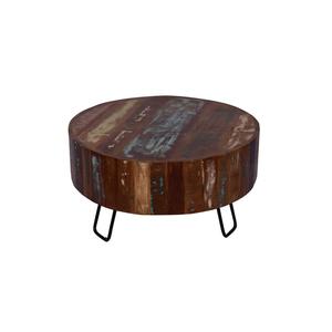 Round Wood <b>Coffee</b> <b>Table</b> With Black Metal <b>Legs</b> Handmade Rustic Industrial Design Living Room Furniture - Product Image 6