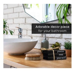 Pequeño acento decorativo el baño de invitados granja baño decoración divertido rústico madera Mini libros - Product Image 2