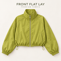 Veste coupe-vent personnalisée pour femme, col montant, fermeture éclair intégrale, manches raglan, coupe ample et courte, idéale pour les activités quotidiennes en extérieur
