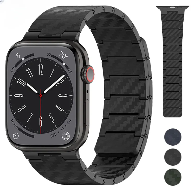 Ремешок из углеродного волокна CAOWTAN для Apple Watch ультра ремешок 49 мм 44 мм 40 42 мм Модный магнитный браслет для iWatch серии 8 7 6 3 SE