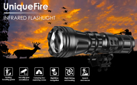 UniqueFire 2001D Nouvelle Lampe Torche Tactique à Zoom Infrarouge VCSEL 940nm pour Vision Nocturne avec Diode Laser IR et LED