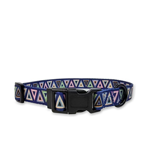 Collar de Nailon para Perro con Patrón Tribal Geométrico, Cierre de Hebilla Ajustable para Todas las Estaciones, Diseño Azul, Rosa y Verde Azulado - Product Image 1