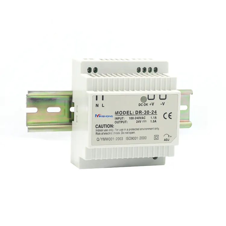 High Quality 24v 1.5A 30w Din Rail Power Supply, Switch Mode Din Rail Mount Power Supply 24v 30w output