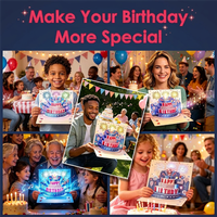 Carte d'anniversaire 3D pop-up musicale avec bougie soufflante et lumière LED pour solution de marquage de luxe Geburtstage