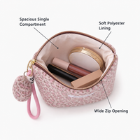 Sac cosmétique en fausse fourrure imprimé léopard ODM pour femme, grande capacité, trousse de toilette de voyage, porte-clés cœur en peluche, mignon, automne-hiver