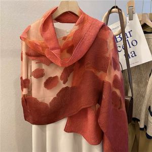 Scialle tridimensionale da donna in stile coreano in Organza <span class=keywords><strong>rosa</strong></span> lunga sciarpa in garza con taglio floreale a doppio uso per primavera/autunno/estate - Product Image 6