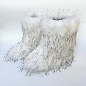 Stivali da neve invernali in finta pelliccia di mezza lunghezza con soletta in gomma stampata alta alla caviglia con chiusura al ginocchio ispessita calze fodera in peluche - Product Image 2