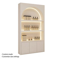 Armoire de présentation de maquillage en bois personnalisée minimaliste moderne Finition émaillée au four |   Salon de beauté, magasin de détail pour |   Affichage