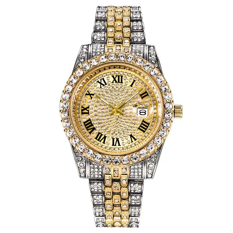 Waterproof Inlaid Diamond Cheap Exclusive Wholesale Steel Branded Men Fashion Luxury Quartz Wrist Watches