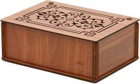 Boîte de rangement en bois sculpté européen multi-compartiments en bois de Paulownia avec panneaux finis à la main, style moderne et minimaliste, vente en gros