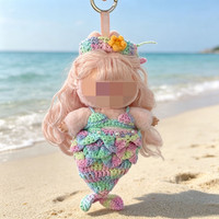 [Uniquement en tissu] Ensemble jupe sirène au crochet tissée à la main, tenue de sirène d'été, accessoires de déguisement pour poupée.