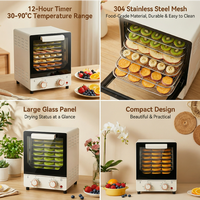 Déshydrateur alimentaire en acier inoxydable avec minuterie numérique réglable, température contrôlée, capacité 11-20L, 8 plateaux pour viande séchée, fruits, friandises pour chiens