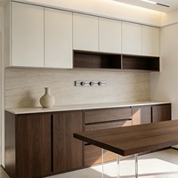 Buffet moderne de luxe vert clair, station de bar à café, armoire à vin en bois, meuble de rangement avec porte en pierre de quartz pour salle à manger