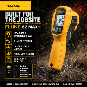 Thermomètre infrarouge 62 MAX+ -30 à 650°C, pistolet de mesure de température IR sans contact à double laser, testeur industriel en plastique certifié IP67 - Product Image 5
