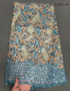 Chất Lượng Cao Sang Trọng Hoa Thạch Đôi <span class=keywords><strong>Handcut</strong></span> Organza <span class=keywords><strong>Sequins</strong></span> Pháp Ren Cho Đám Cưới Đảng - Product Image 5