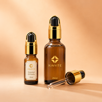 Flacon compte-gouttes en verre ambré pour huiles essentielles 5ml 10ml 15ml 20ml avec bouchon doré, flacon cosmétique pour sérum, logo personnalisé