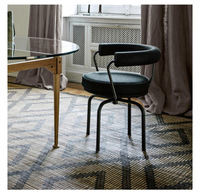 Fauteuil inclinable pivotant de style minimaliste moderne, personnalisable, en cuir et avec un cadre en acier inoxydable, pour la chambre à coucher et le salon