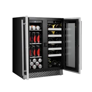 Refrigerador/Congelador Multifuncional VI46-2DB de Acero Inoxidable para Vinos y Bebidas, Fácil de Usar, para Debajo del Mostrador, para Uso Doméstico - Product Image 1