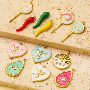 SH58 Abalorios de moda para joyería DIY de Navidad, con diseños de gota de aceite, corazón, ojo de la suerte y ángel, para fabricantes - Product Image 3
