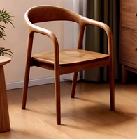 Chaise de salle à manger nordique en bois massif, fauteuil de luxe moderne avec dossier et accoudoirs, chaise écologique pour hôtel, restaurant et usage commercial