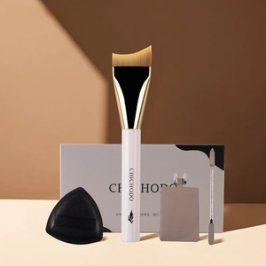 Chichodo - Brocha para base de maquillaje Crescent, fibras sintéticas, mango acrílico, forma plana, para aplicación de base - Product Image 5