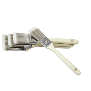 Pinceau d'angle industriel en acier inoxydable avec manche en bois, vente en gros d'usine, poils en polyester OEM pour finition artistique - Product Image 1