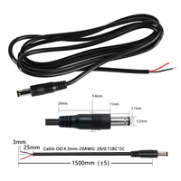 Connecteur mâle DC5521, type nu, fil ouvert, prise d'alimentation DC 20AWG 1,5M pour caméra bullet, caméra PTZ dôme