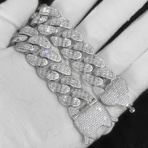 Collar <span class=keywords><strong>de</strong></span> <span class=keywords><strong>Cadena</strong></span> Cubana Chapado en Plata/<span class=keywords><strong>Oro</strong></span> <span class=keywords><strong>Blanco</strong></span> para Mujer, Estilo Hip Hop, <span class=keywords><strong>con</strong></span> Circonitas Brillantes y Cierre <span class=keywords><strong>de</strong></span> Resorte, 18 Pulgadas, Joyería <span class=keywords><strong>de</strong></span> Compromiso - Product Image 5