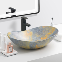 Oem céramique salle de bain évier bateau type lavabo maroc table top bassin marbre transfert d'eau lavabo
