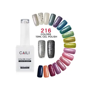 China Factory Custom Logo Handelsmarke 15ml Nails Art Solid Color Kit Profession elle UV-LED Glitter Gel Farbe Nagellack