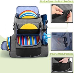 Mochila de golf de disco con muestra gratuita, bolsa de golf de frisbee con soporte lumbar acolchado para mayor comodidad, múltiples bolsillos y base de material PU impermeable. - Product Image 5