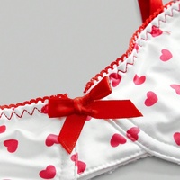 Ensemble de lingerie sexy trois pièces pour femme, style triangle, avec lacets, push-up en forme de cœur et nœud, collection Pure Desire