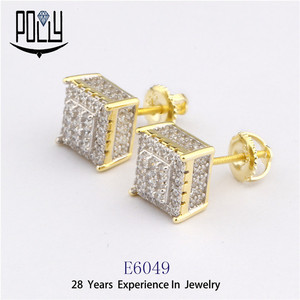 Vite indietro orecchini con cz <span class=keywords><strong>mirco</strong></span> asfaltata ghiacciato fuori della vite prigioniera orecchini in oro hip hop - Product Image 6