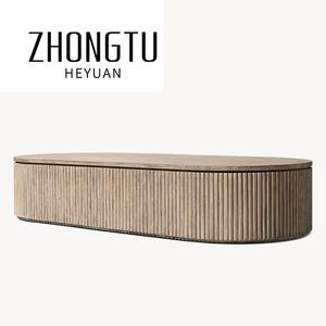 Sang Trọng Ngoài Trời Đồ Nội Thất Khách Sạn Sân Vườn Hiện Đại Patio Biệt Thự Khu Nghỉ Mát Phòng Chờ Tự Nhiên Gỗ Tếch Striata Hình Chữ Nhật Bàn Cà Phê - Product Image 6