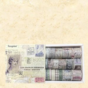 Juego de Cintas Adhesivas Decorativas Vintage, Cintas Washi Retro para Manualidades, Scrapbooking, DIY, Envoltura de Regalos - Product Image 5